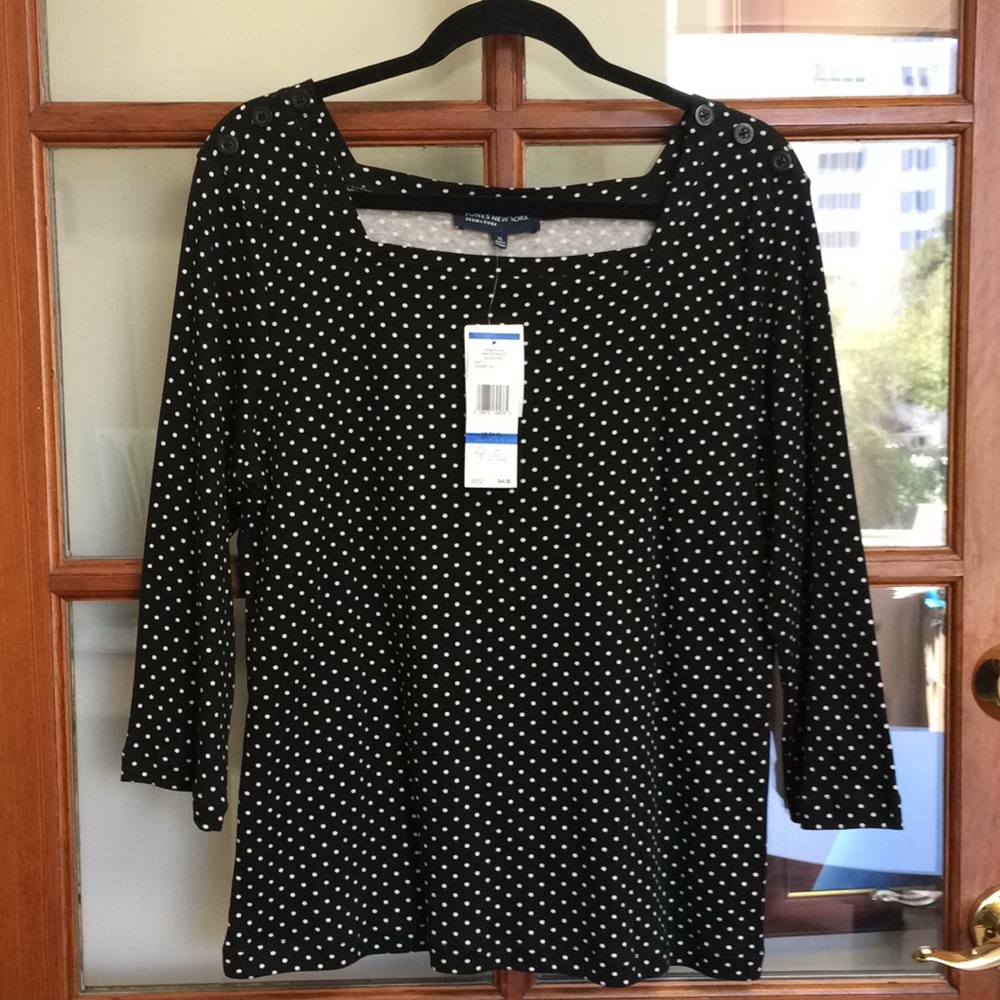 Jones New York Signature Polka Dot Knit Blouse